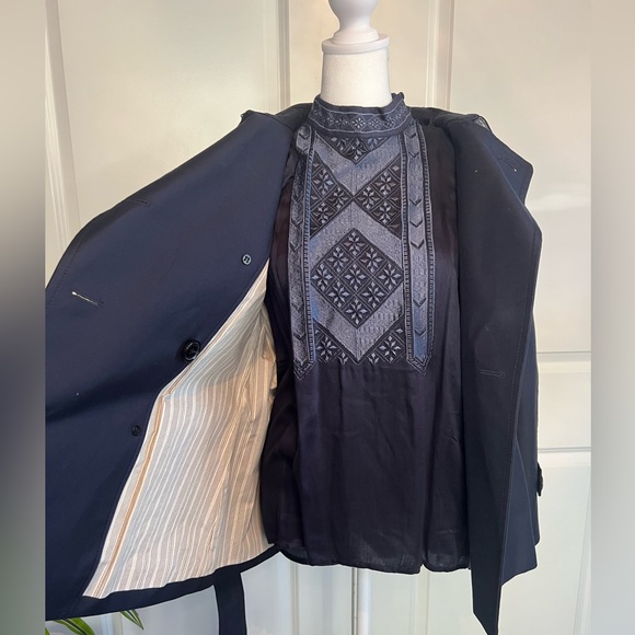 Coach Double Breasted Classic Trench Coat in Navy Sz S/P - Picture 9 of 11